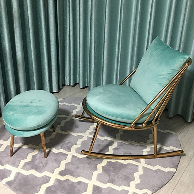 Glam Style Sofa Rocking Chair Mother Feeding Rocking Chair with Ottoman