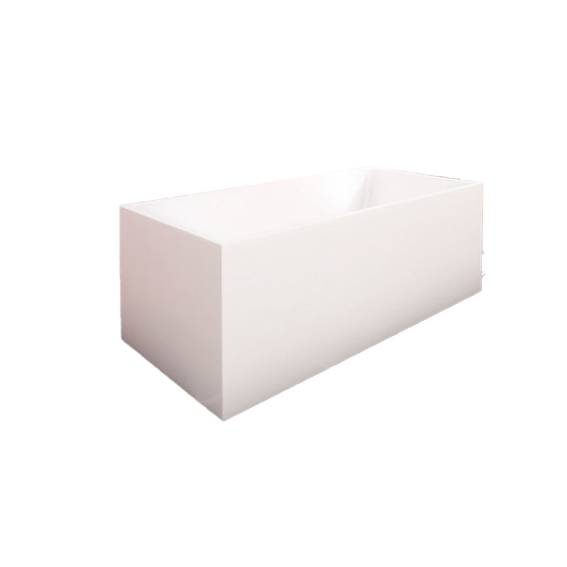 Freestanding Acrylic Bathtub White Rectangular Modern Back to Wall Bath