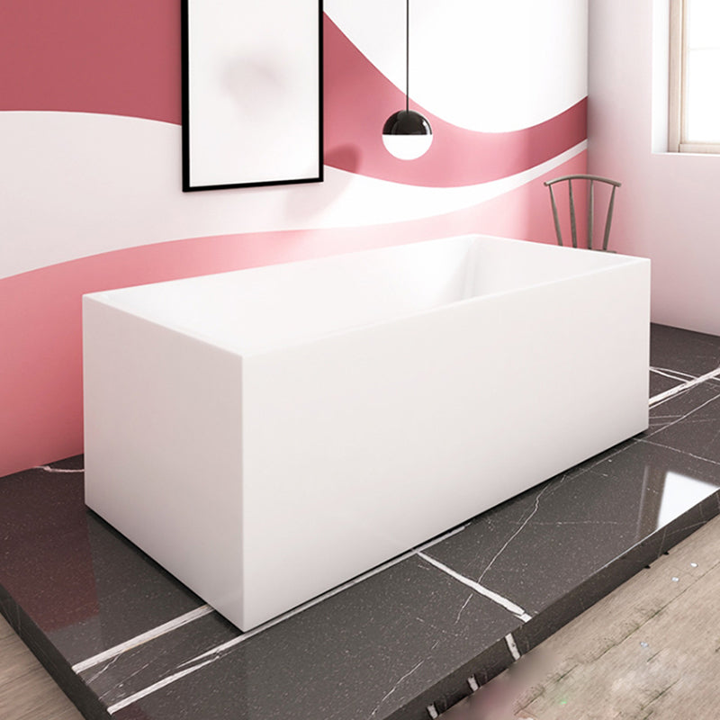 Freestanding Acrylic Bathtub White Rectangular Modern Back to Wall Bath