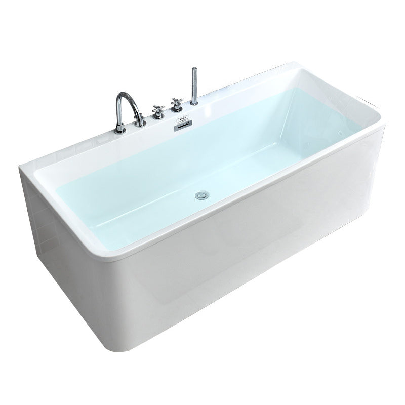 23.62-inch Tall Acrylic Rectangular Bath Soaking White Bathtub