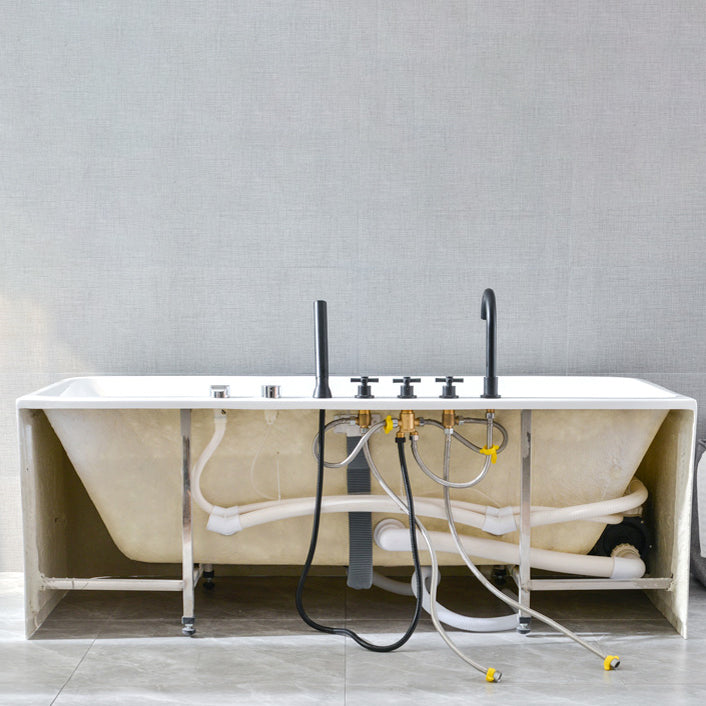 23.62-inch Tall Acrylic Rectangular Bath Soaking White Bathtub