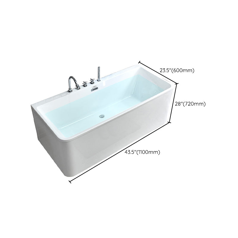23.62-inch Tall Acrylic Rectangular Bath Soaking White Bathtub