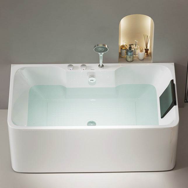 White Rectangular Bath Freestanding Acrylic Back to Wall Bathtub