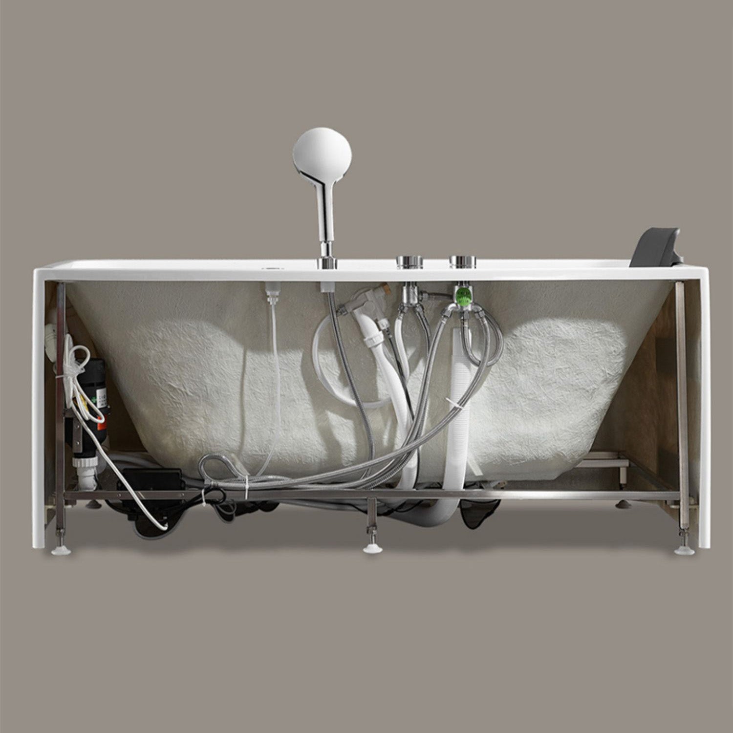 White Rectangular Bath Freestanding Acrylic Back to Wall Bathtub