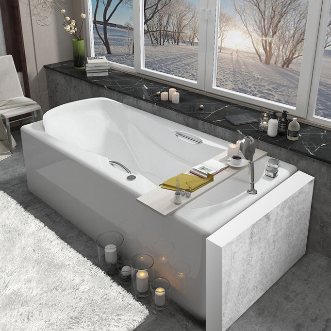 Rectangular Freestanding Bathtub Acrylic Soaking White Modern Bath (Board not Included)