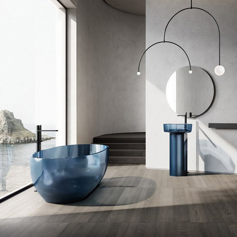 Soaking Stand Alone Bathtub Back to Wall Antique Finish Bathtub