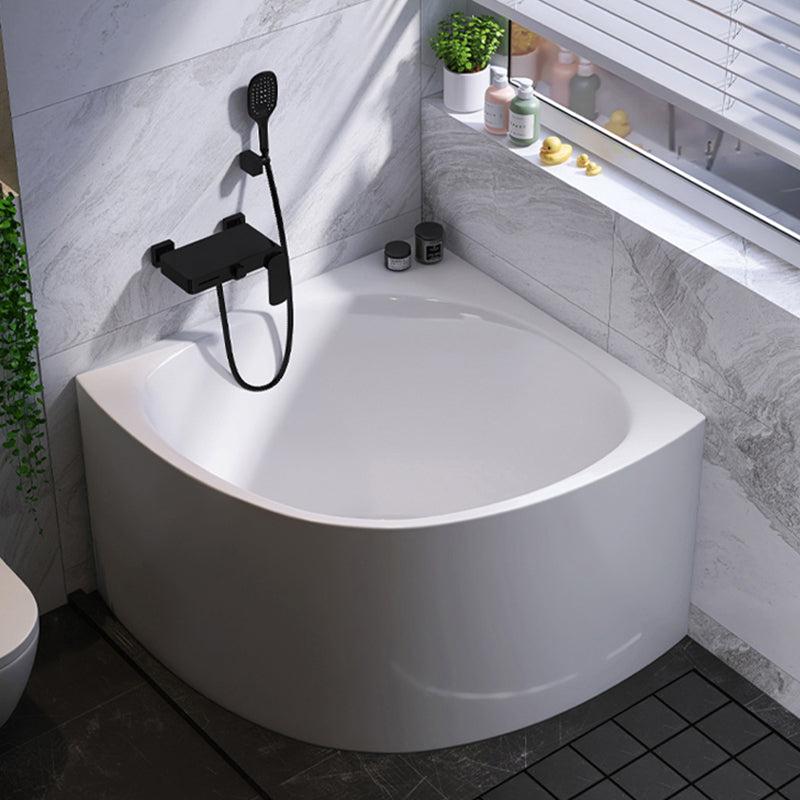 White Acrylic Corner Soaking Bath Modern Back to Wall Bathtub