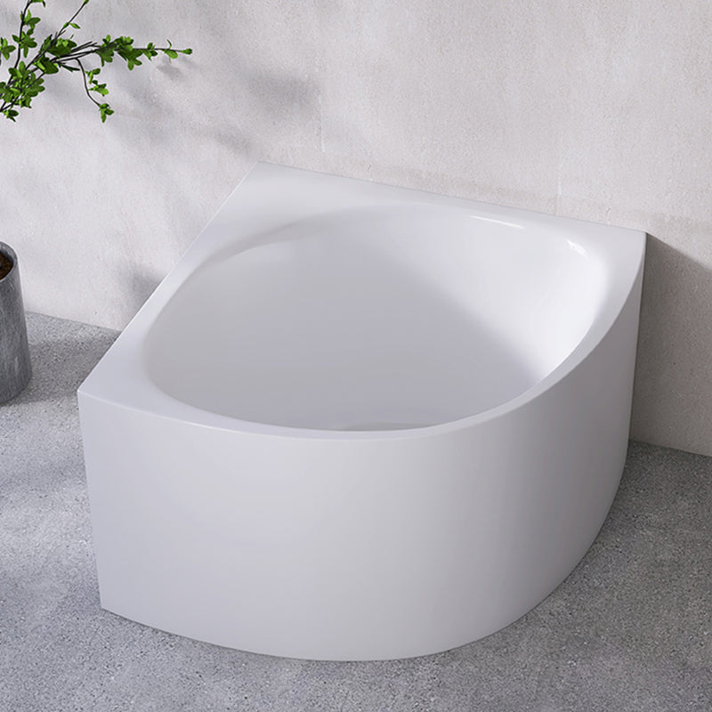 White Acrylic Corner Soaking Bath Modern Back to Wall Bathtub
