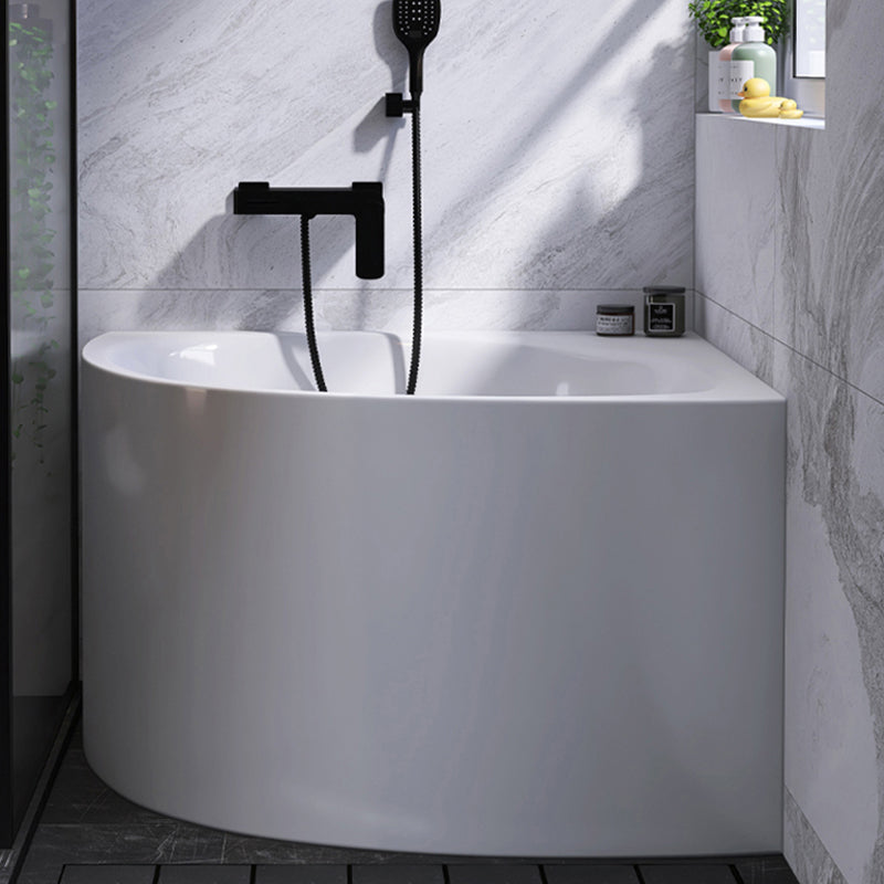 White Acrylic Corner Soaking Bath Modern Back to Wall Bathtub