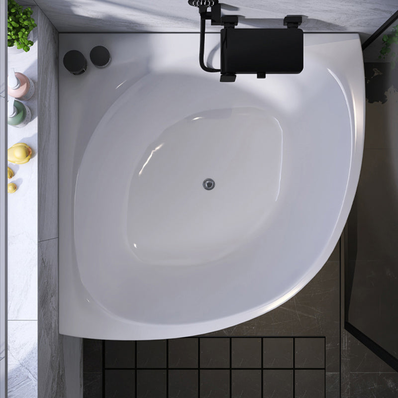 White Acrylic Corner Soaking Bath Modern Back to Wall Bathtub