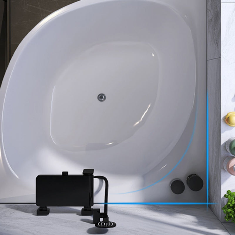 White Acrylic Corner Soaking Bath Modern Back to Wall Bathtub