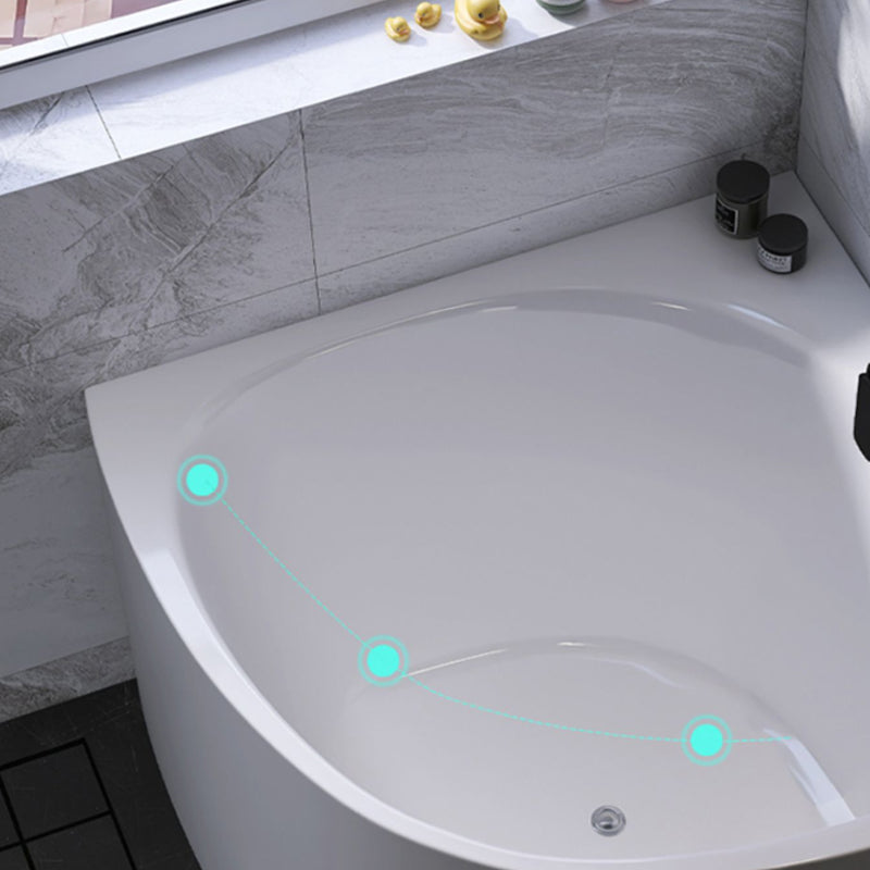 White Acrylic Corner Soaking Bath Modern Back to Wall Bathtub