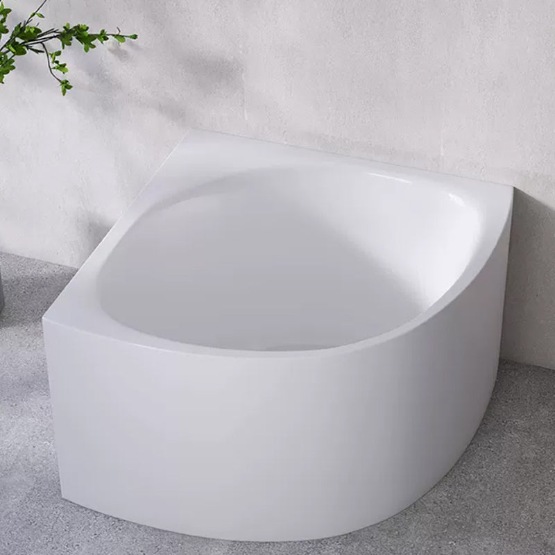 White Acrylic Corner Soaking Bath Modern Back to Wall Bathtub