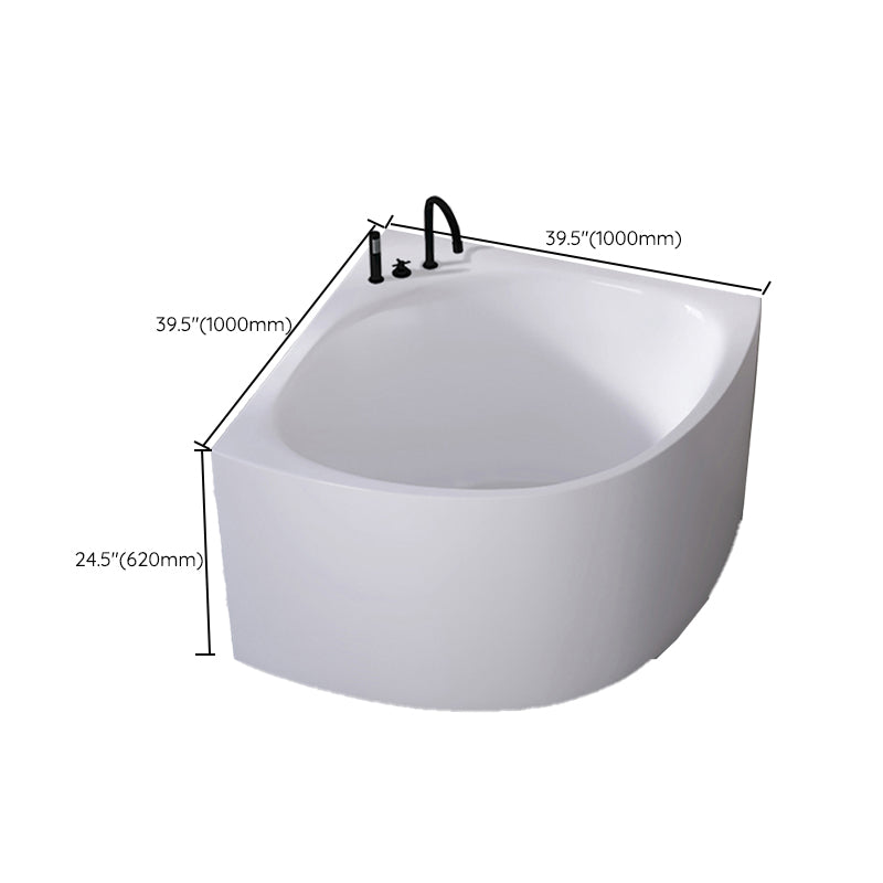 White Acrylic Corner Soaking Bath Modern Back to Wall Bathtub
