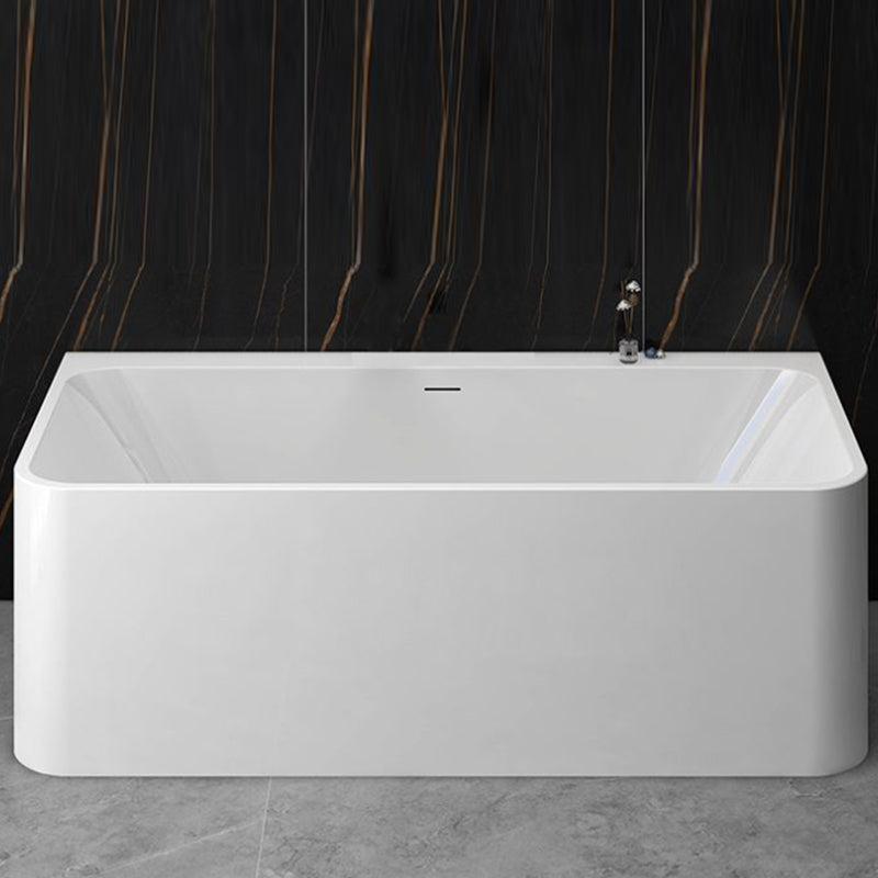 Modern Stone Rectangular Tub Soaking 22.05" Wide Bath with Overflow Trim Bath