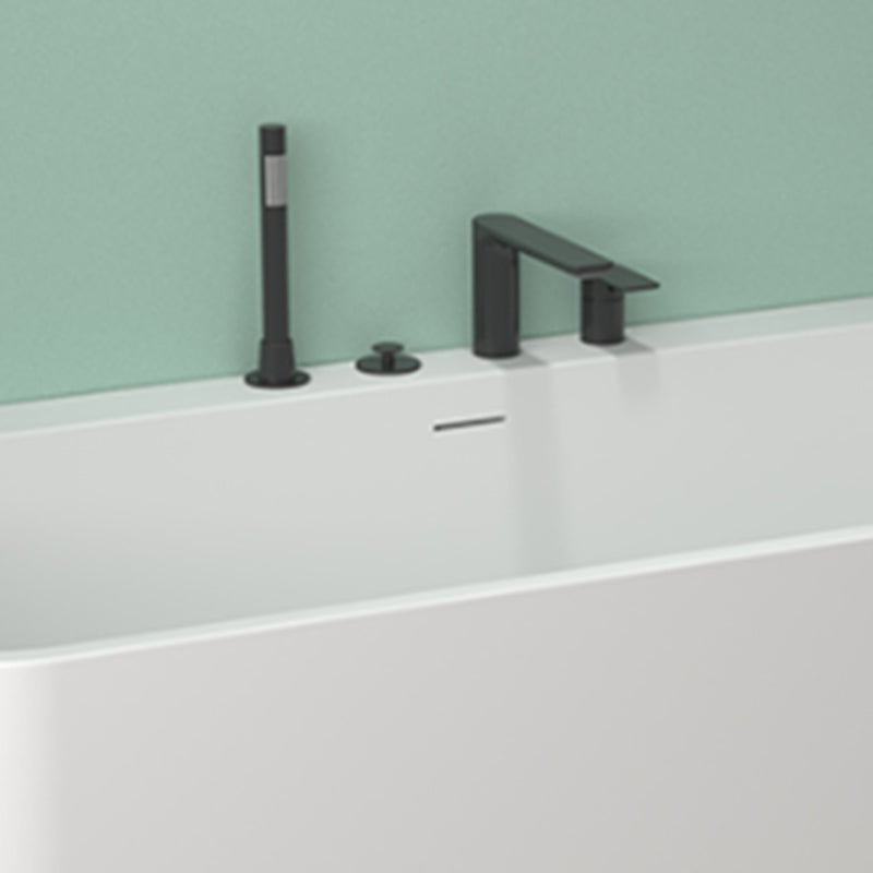Modern Stone Rectangular Tub Soaking 22.05" Wide Bath with Overflow Trim Bath