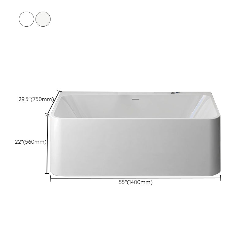 Modern Stone Rectangular Tub Soaking 22.05" Wide Bath with Overflow Trim Bath