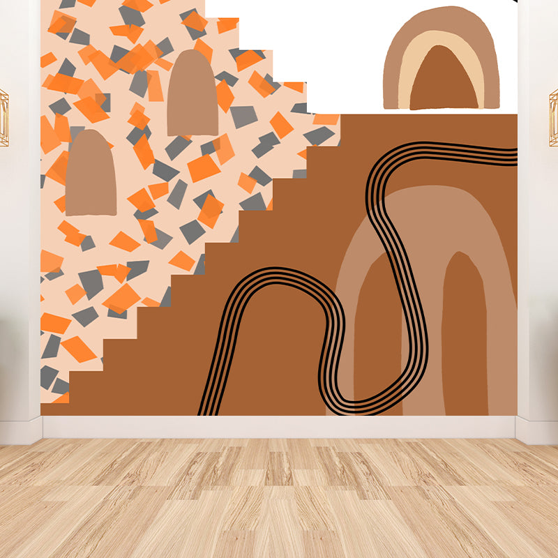 Abstract Pattern Illustration Mural Mildew Resistant Wallpaper Sleeping Room Wall Mural