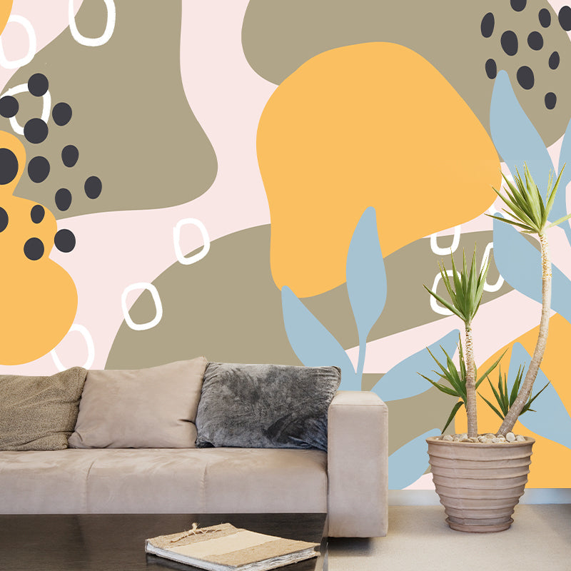 Abstract Pattern Illustration Mural Mildew Resistant Wallpaper Sleeping Room Wall Mural