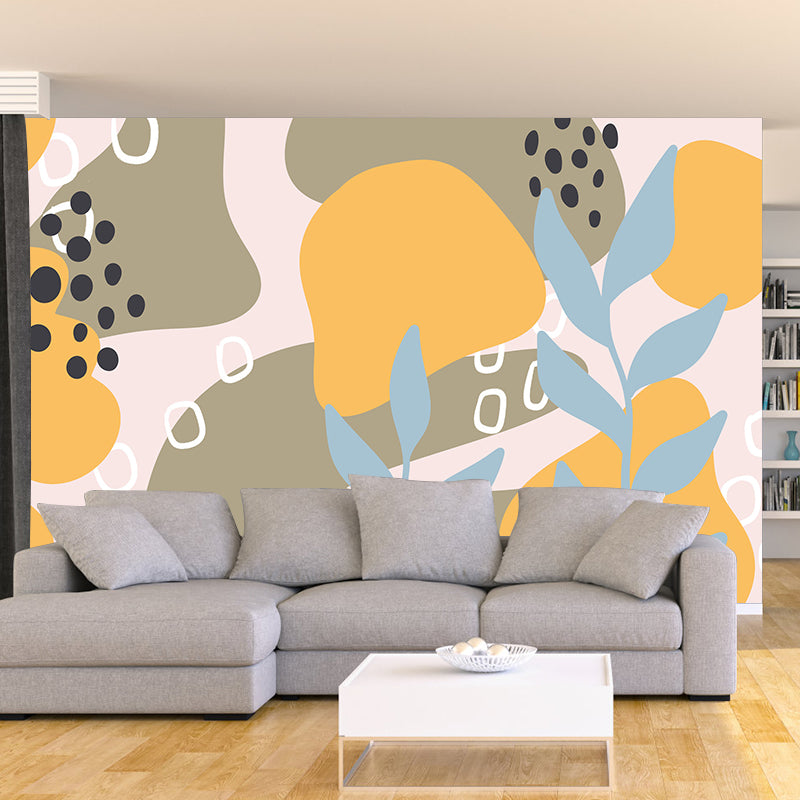 Abstract Pattern Illustration Mural Mildew Resistant Wallpaper Sleeping Room Wall Mural