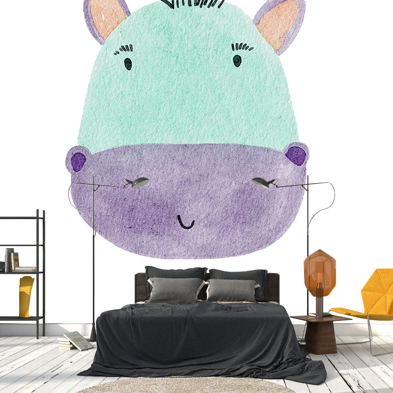 Modern Illustration Mural Wallpaper Cartoon Animals Sitting Room Wall Mural