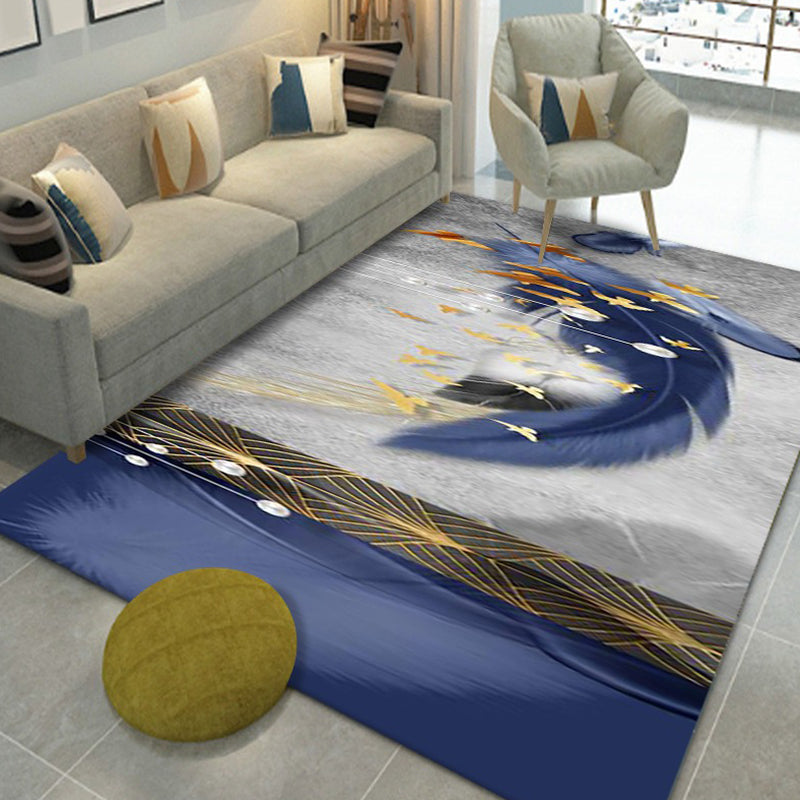 Gorgeous Grey Rug Polyester Feather Rug Washable Rug for Home Decor
