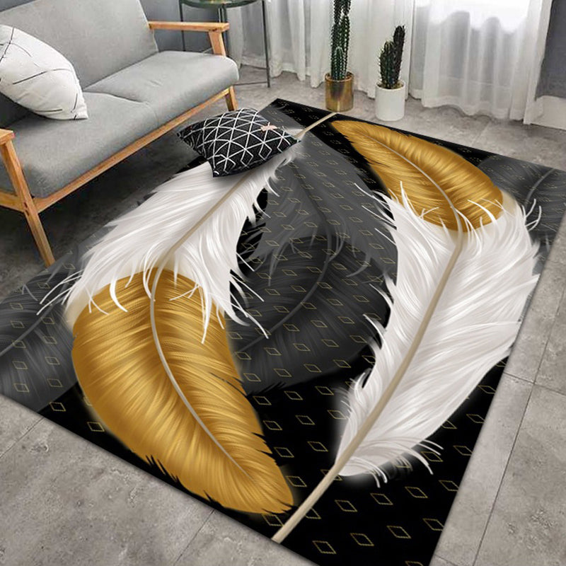 Gorgeous Grey Rug Polyester Feather Rug Washable Rug for Home Decor