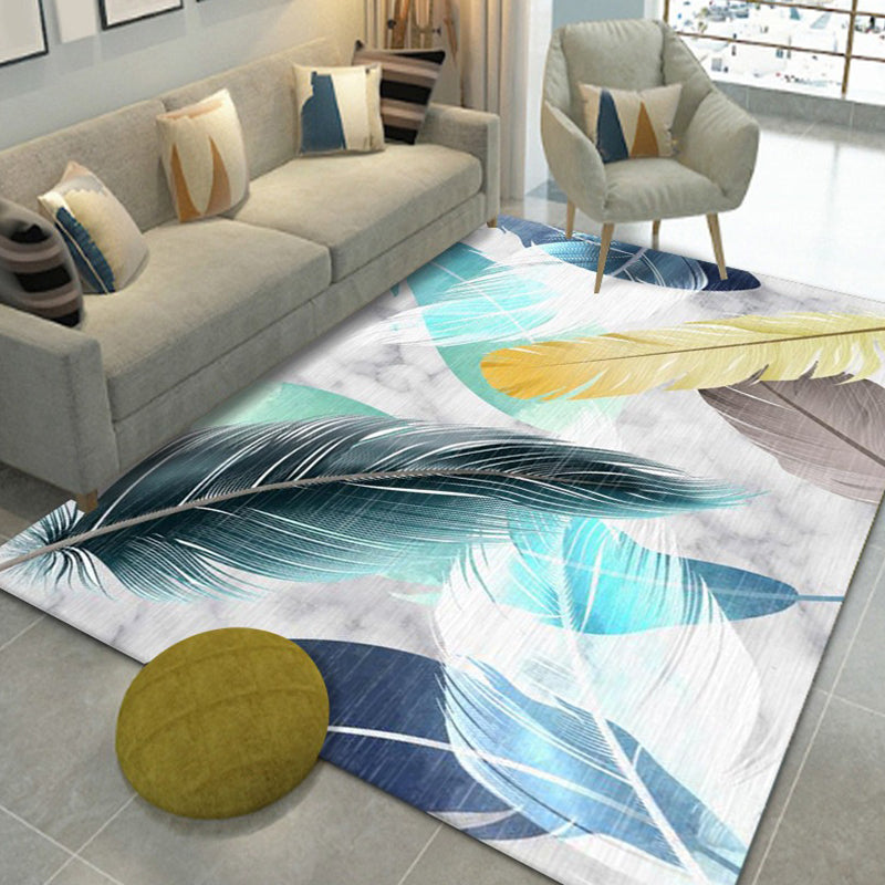 Gorgeous Grey Rug Polyester Feather Rug Washable Rug for Home Decor