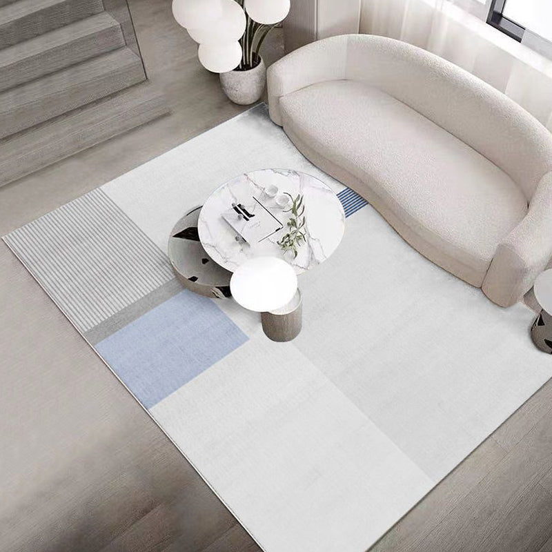 Light Gray Modern Rug Streak Polyester Rug Washable Rug for Living Room