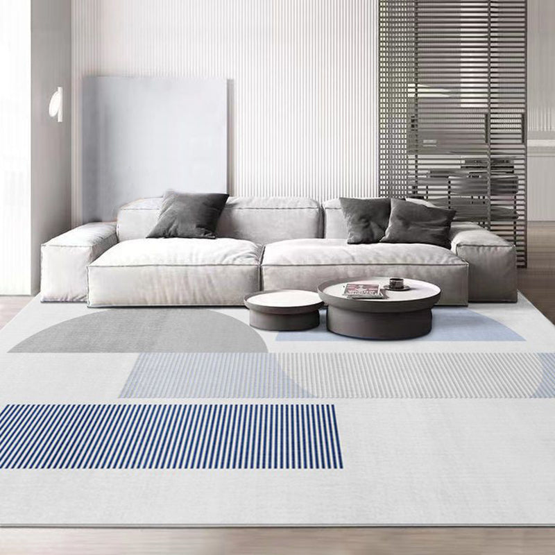 Light Gray Modern Rug Streak Polyester Rug Washable Rug for Living Room