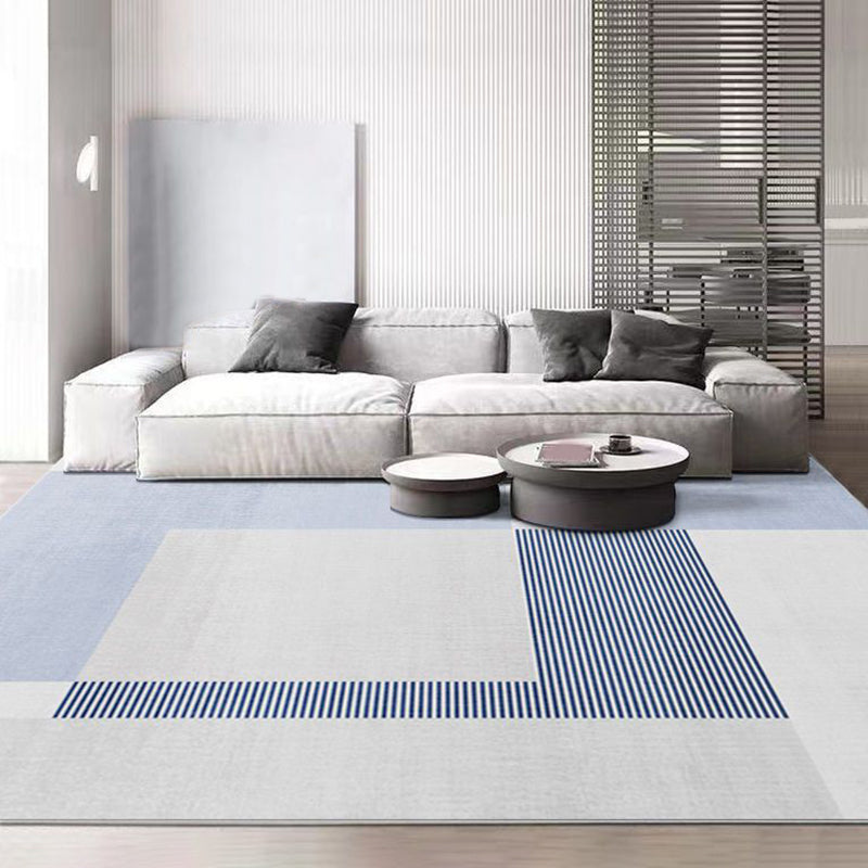 Light Gray Modern Rug Streak Polyester Rug Washable Rug for Living Room