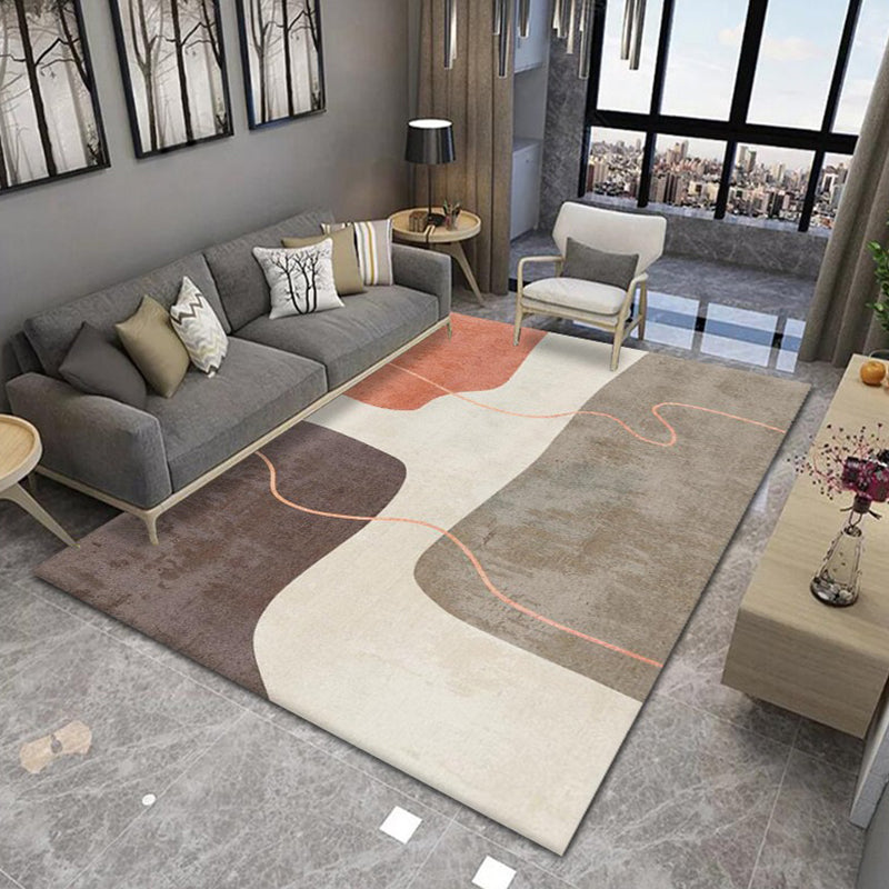 Nordic Pink Rug Contrast Color Polyester Area Rug Washable Rug for Living Room