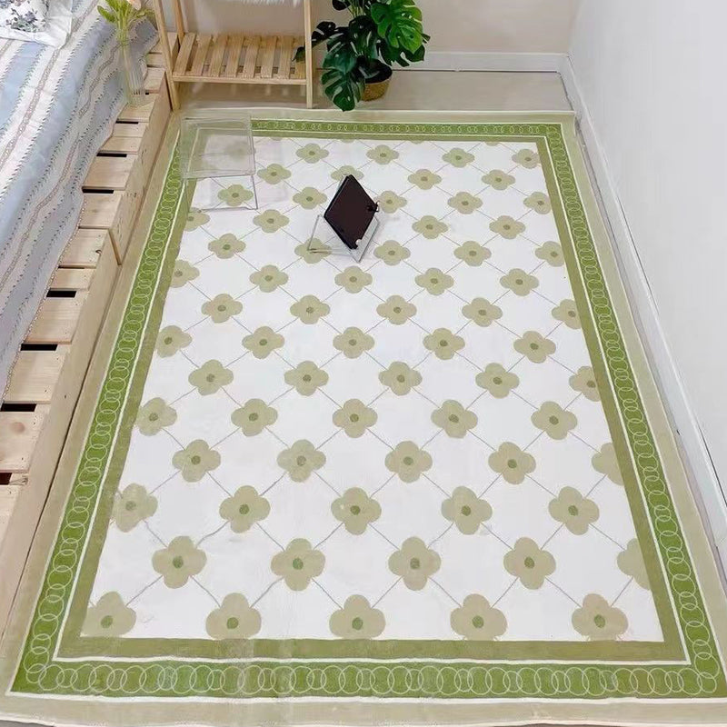 Green Modern Rug Graphic Polyester Tear Resistant Rug for Drawing Room