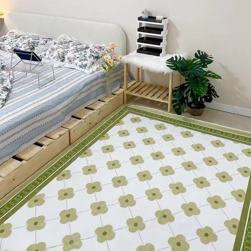 Green Modern Rug Graphic Polyester Tear Resistant Rug for Drawing Room