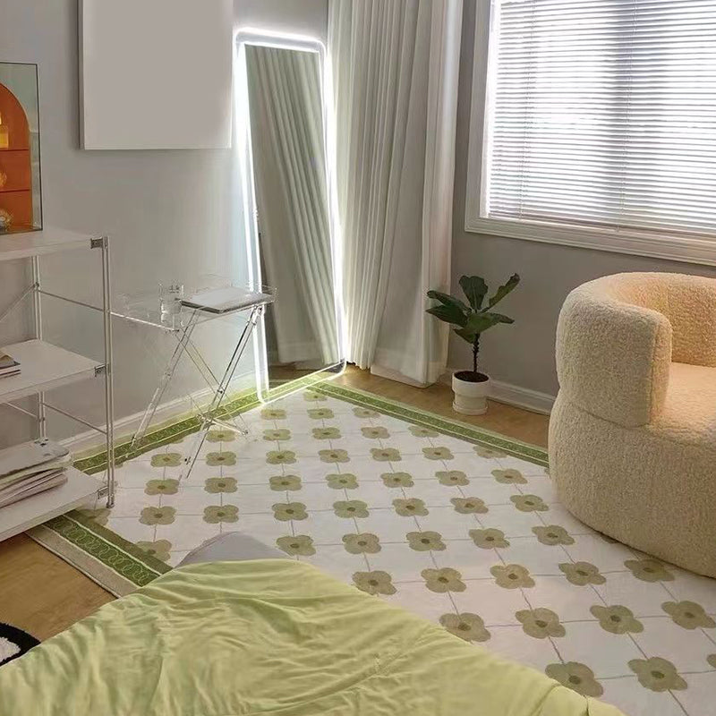 Green Modern Rug Graphic Polyester Tear Resistant Rug for Drawing Room