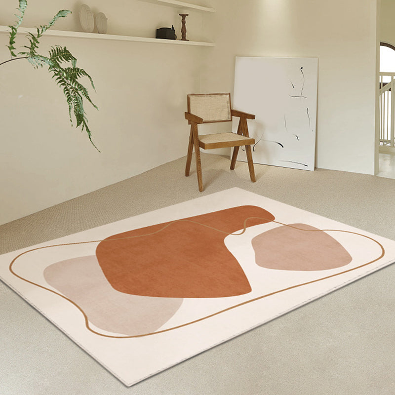 Modern Orange Rug Color Puiece Polyester Area Rug Washable Rug for Drawing Room