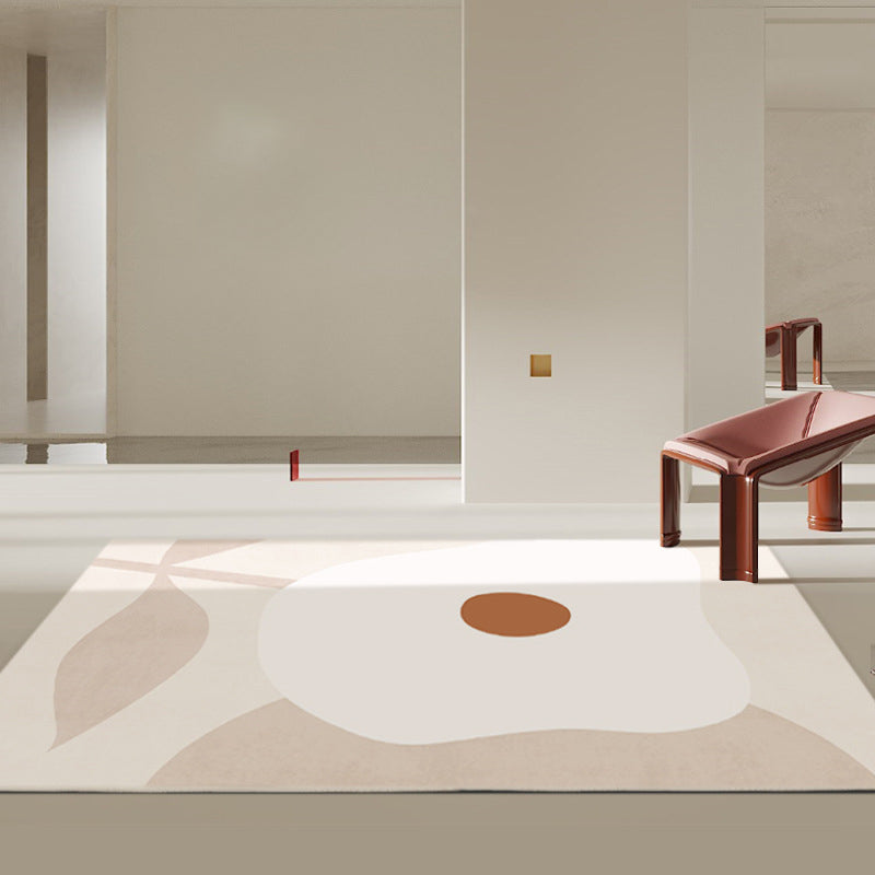 Modern Orange Rug Color Puiece Polyester Area Rug Washable Rug for Drawing Room