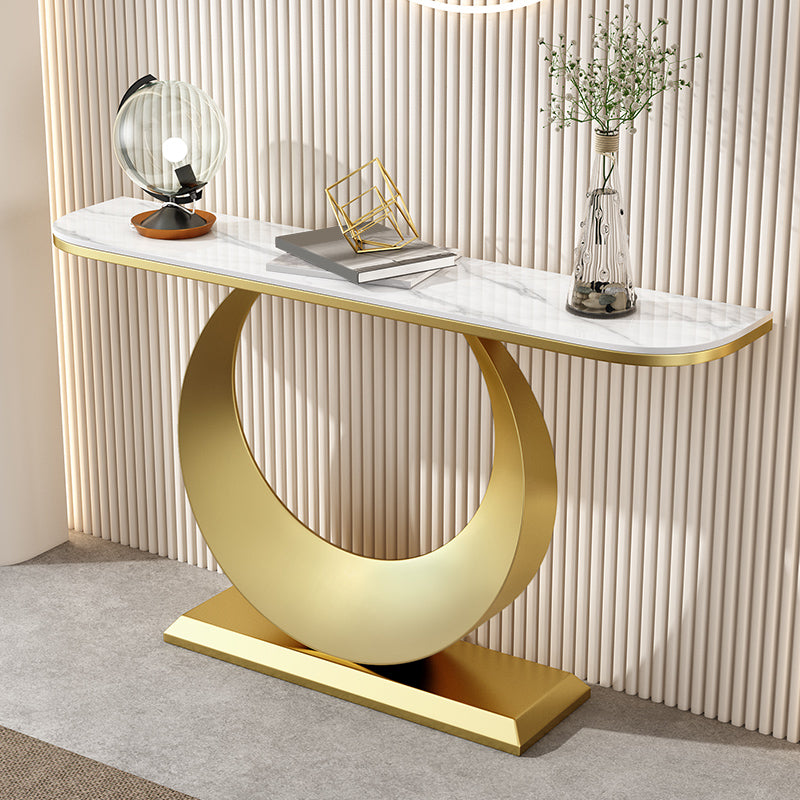 1-shelf 31.5" Tall Console Table Modern Stone Accent Table for Hall