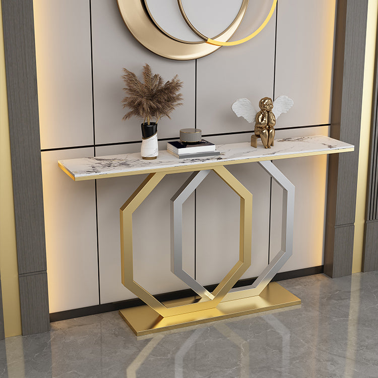 Glam Console Accent Table Antique Finish Sofa Table in Stone