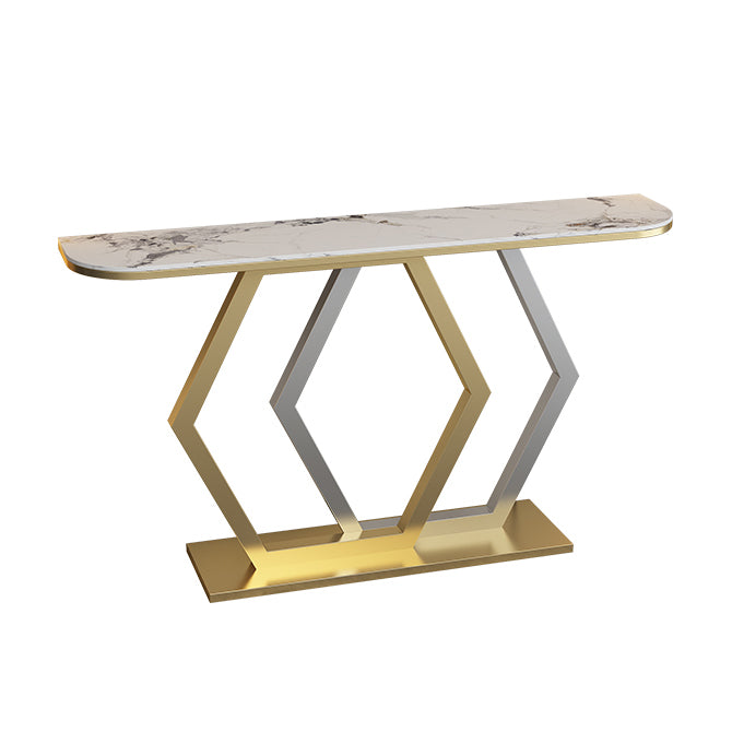 Glam Console Accent Table Antique Finish Sofa Table in Stone