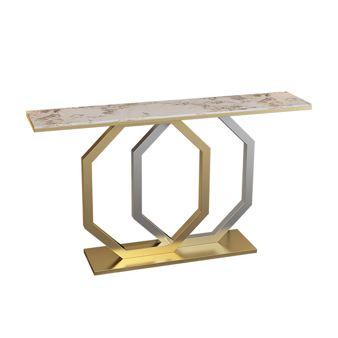 Glam Console Accent Table Antique Finish Sofa Table in Stone