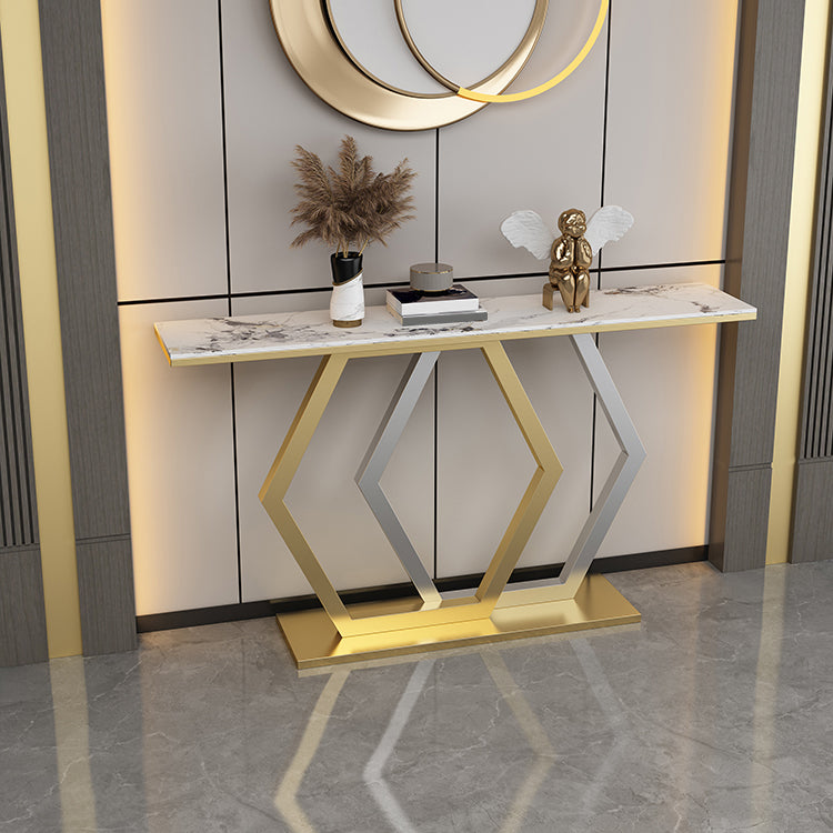 Glam Console Accent Table Antique Finish Sofa Table in Stone