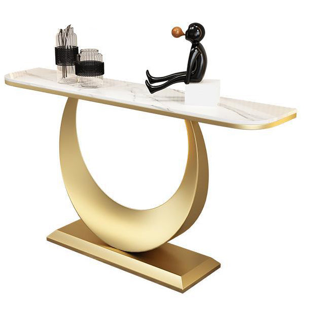 Glam Console Accent Table Scratch Resistant Console Sofa Table in Stone