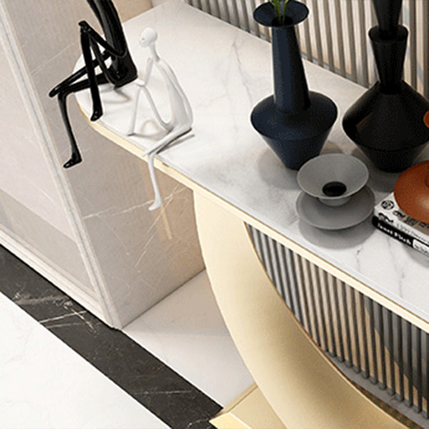 Glam Console Accent Table Scratch Resistant Console Sofa Table in Stone