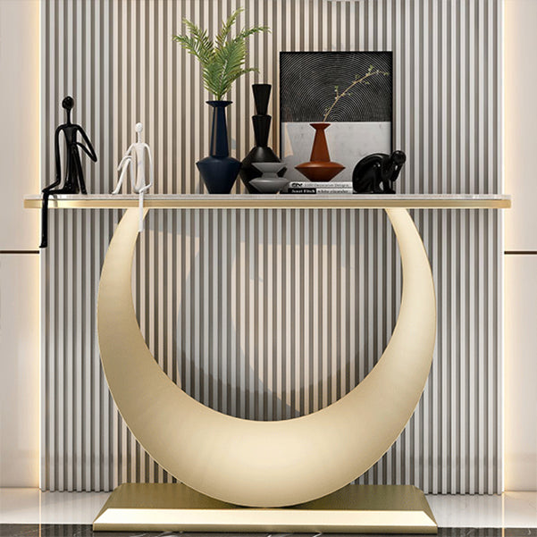 Glam Console Accent Table Scratch Resistant Console Sofa Table in Stone