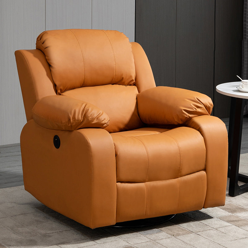 Traditional Leather Manual Recliner 34.3' Wide Swivel Base Recliner Chair