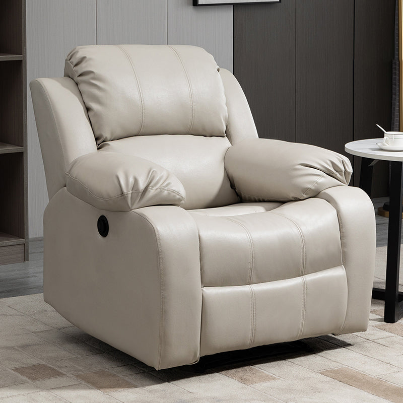 Traditional Leather Manual Recliner 34.3' Wide Swivel Base Recliner Chair