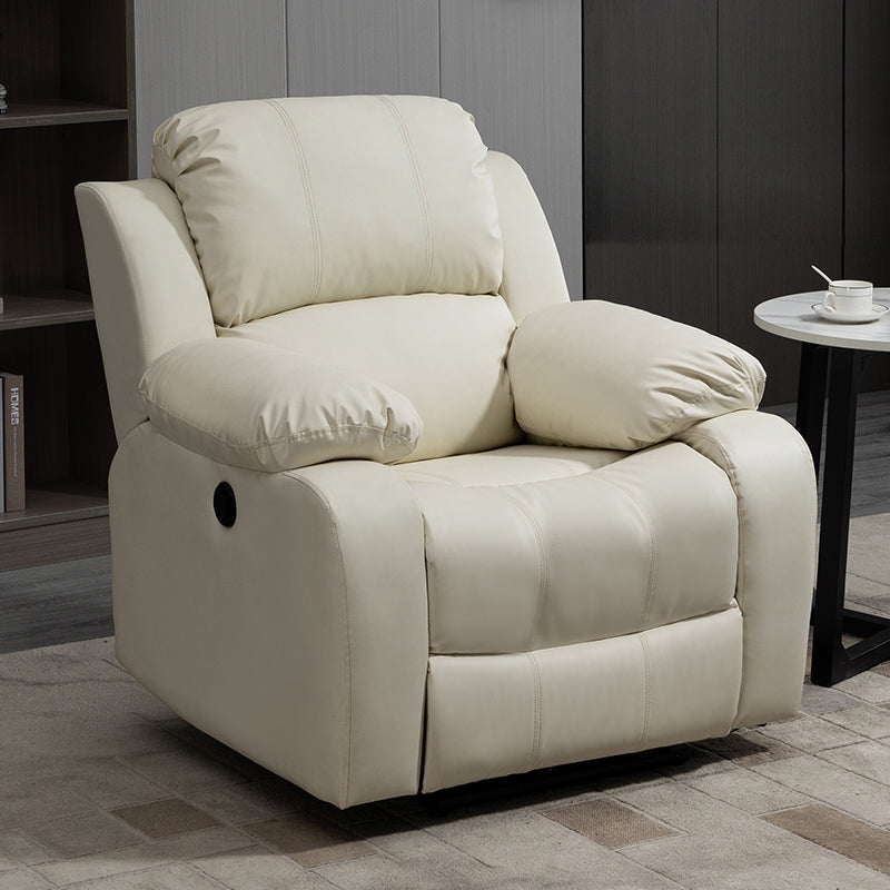 Traditional Leather Manual Recliner 34.3' Wide Swivel Base Recliner Chair