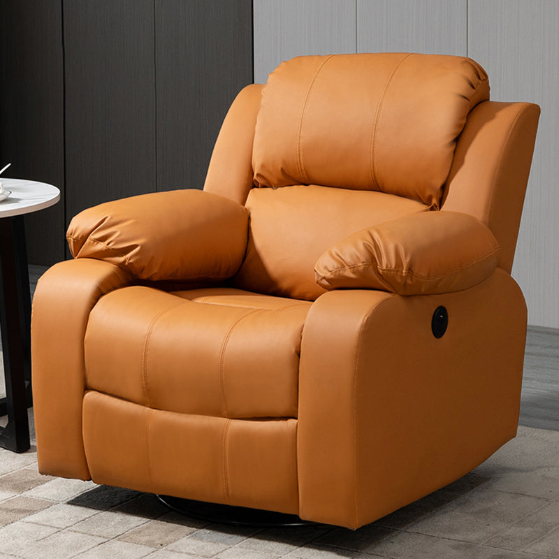 Traditional Leather Manual Recliner 34.3' Wide Swivel Base Recliner Chair