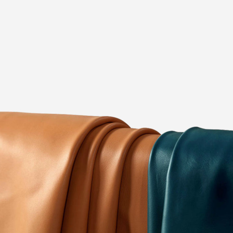 Modern Leather Fixed Back Chair in Brown Upholstered Flared Arms Chair